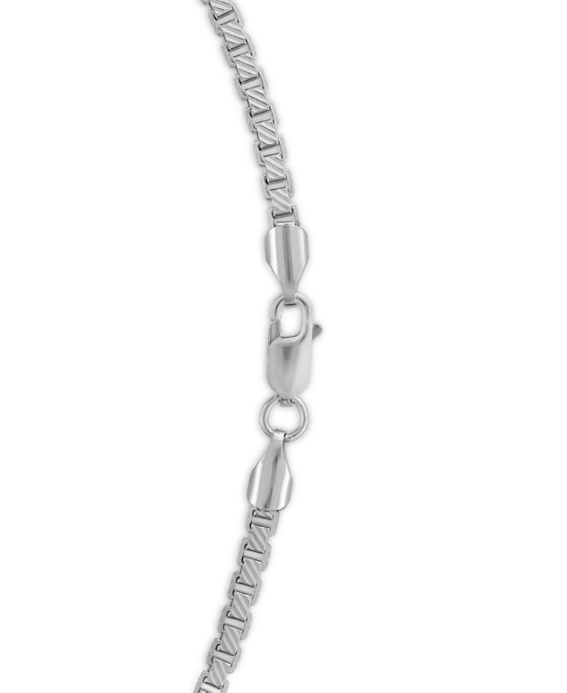 Men's Pave Diamond-Cut Box Chain Necklace in Sterling Silver