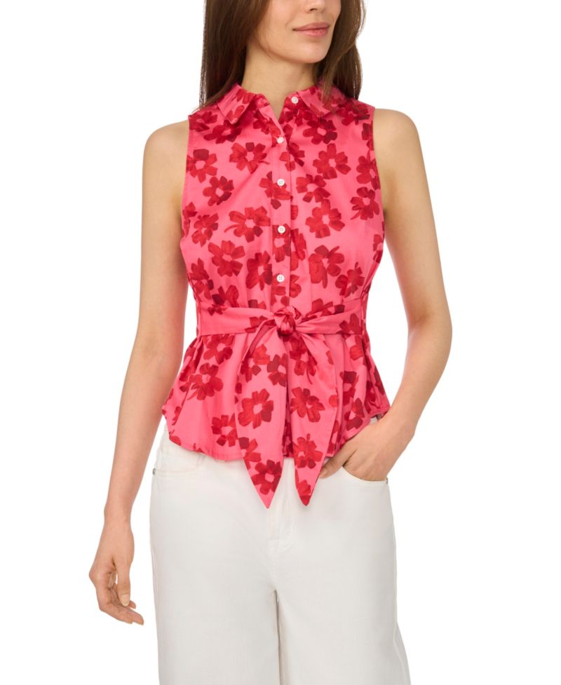 Women's Sleeveless Polo Button-Down Top