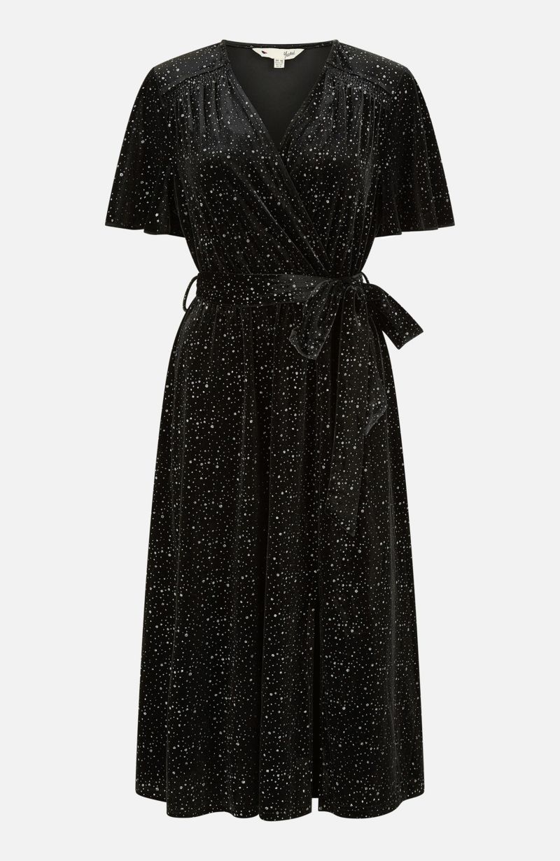 Women's Velvet Sparkle Wrap Midi Dress