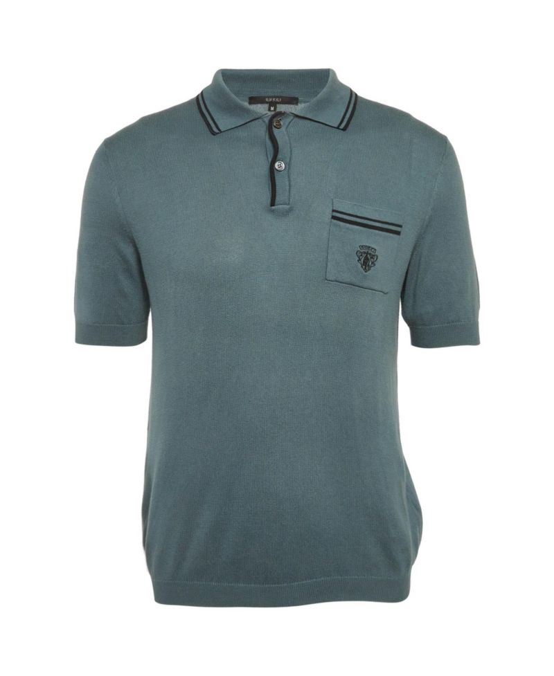 Women's Striped Trim Cotton Knit Polo Shirt