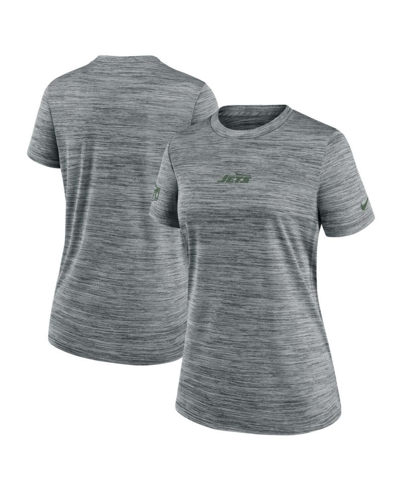 Women's Gray New York Jets Sideline Velocity Performance T-Shirt