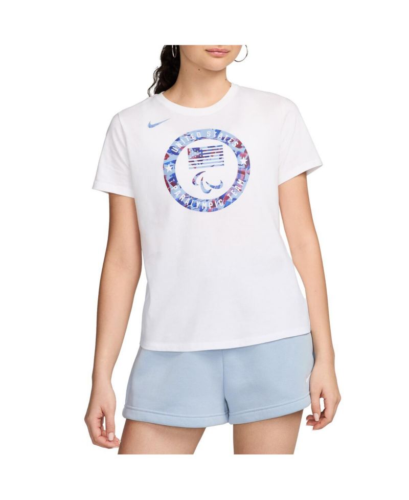 Women's White U.S. Paralympics Puck Club T-Shirt