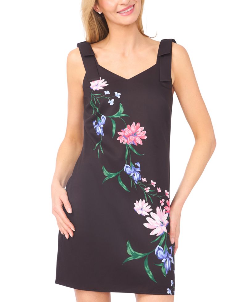 Women's Bow Strap Detail V-Neck Mini Dress