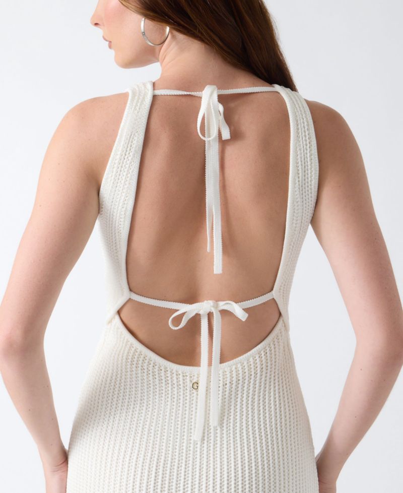 Women's Mayci Sleeveless Beaded Hem Open Crochet Dress