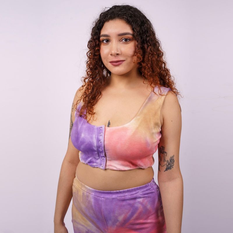 Women's Tie-Dyed Quinn Top with Front Opening