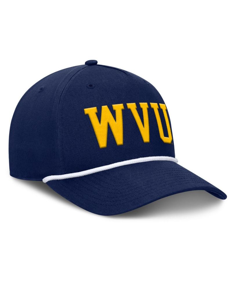 Men's Navy West Virginia Mountaineers Foul Ball Rope Adjustable Hat