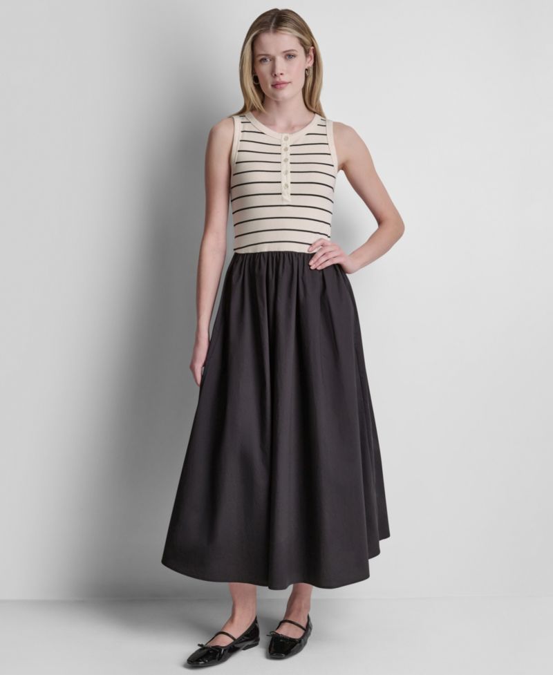 Women's Rib Henley Tank Maxi Dress