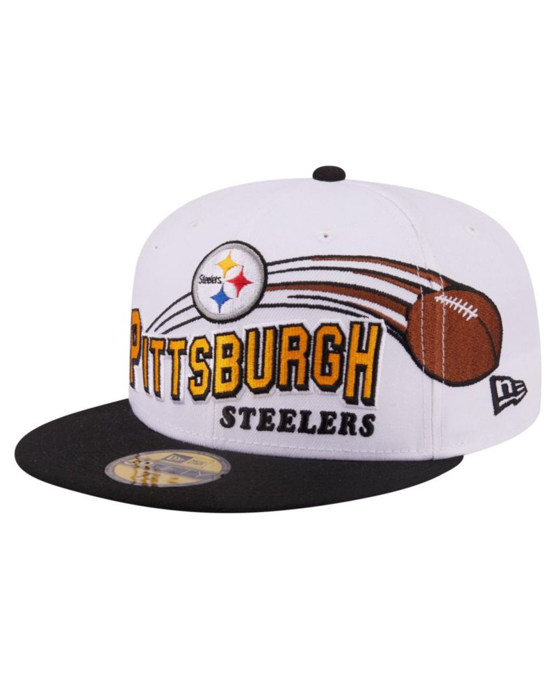 Men's White/Black Pittsburgh Steelers Retro Swoop 59FIFTY Fitted Hat