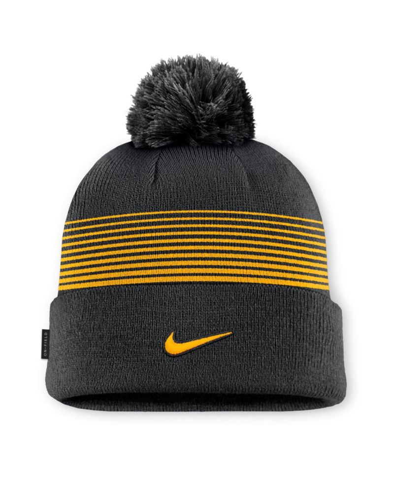 Men's and Women's Black Iowa Hawkeyes 2026 On-Field Cuffed Knit Hat with Pom