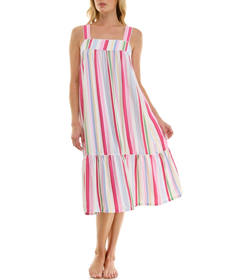 Women's Sleeveless Square Neck Tiered Nightgown