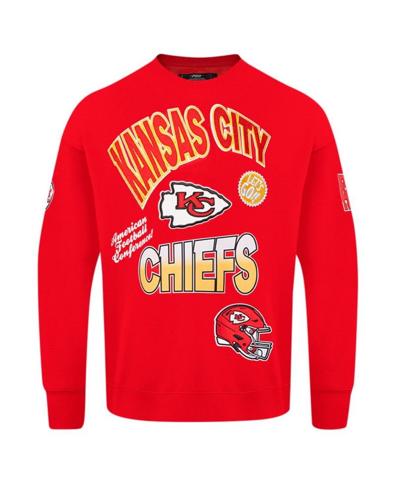 Men's Red Kansas City Chiefs Turn It Up Drop Shoulder Pullover Sweatshirt