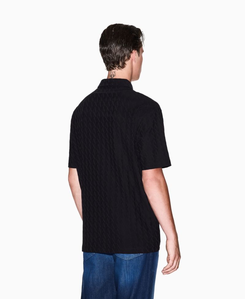 Men's Short Sleeve Mercerized Cotton Jacquard Polo Shirt