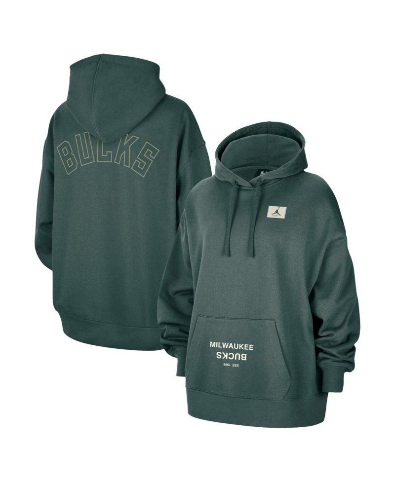 Women's Green Milwaukee Bucks Courtside Statement Edition Oversize Pullover Hoodie
