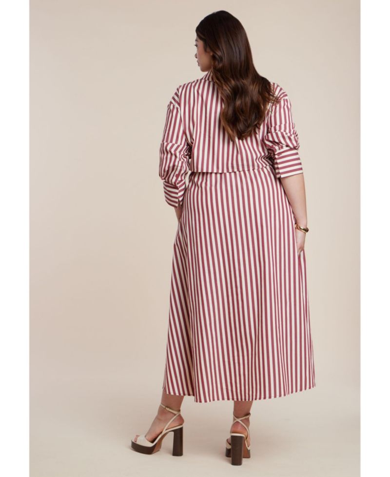 Women's Cinch Detail Poplin Midi Dress