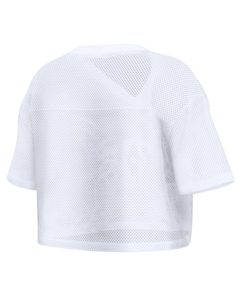 Women's Baltimore Ravens Oversized Cropped Mesh V-Neck Short-Sleeve Top