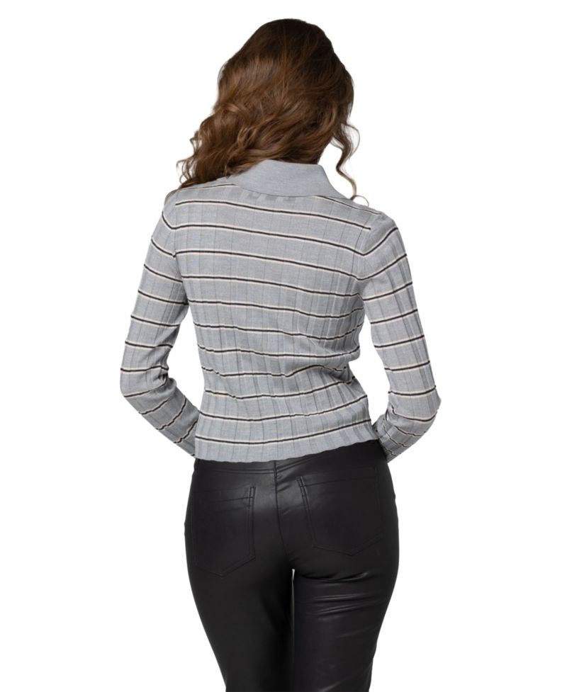 Women's Second Date Knit Stripe Polo Top