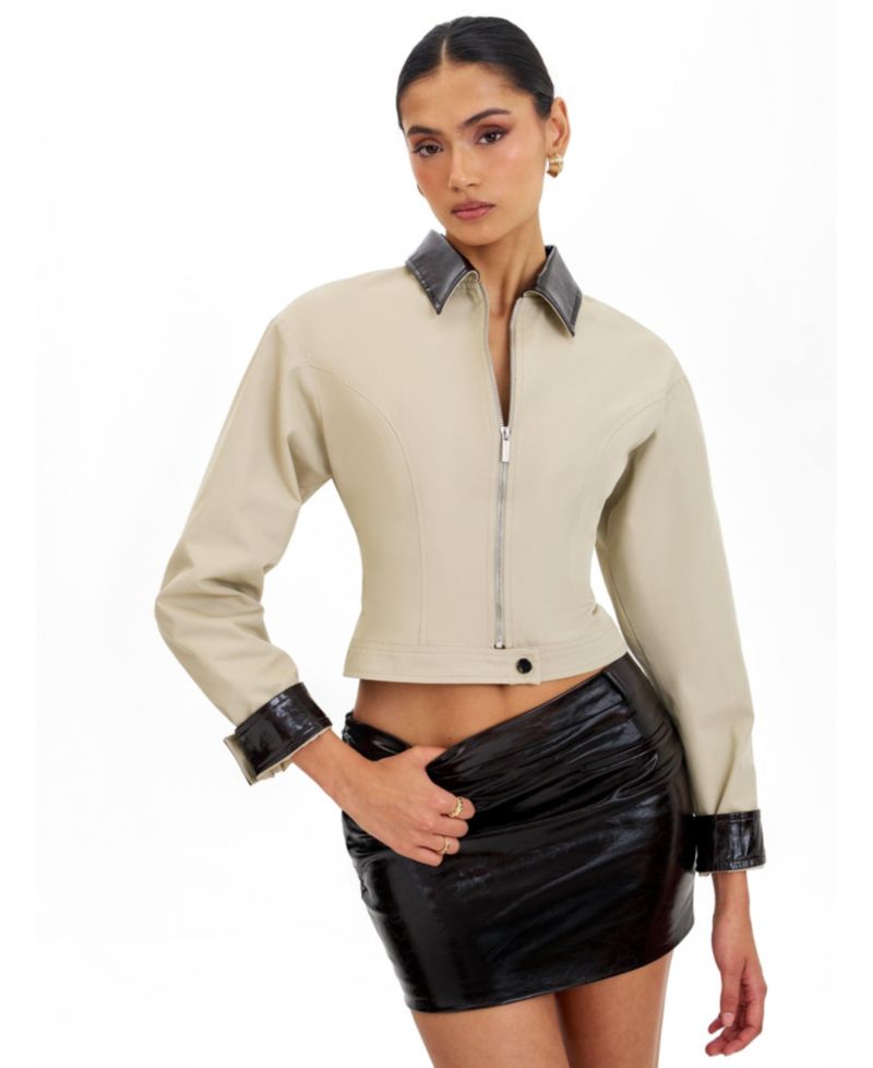 Women's Vivian Mocha Faux Leather Low-Rise Mini Skirt