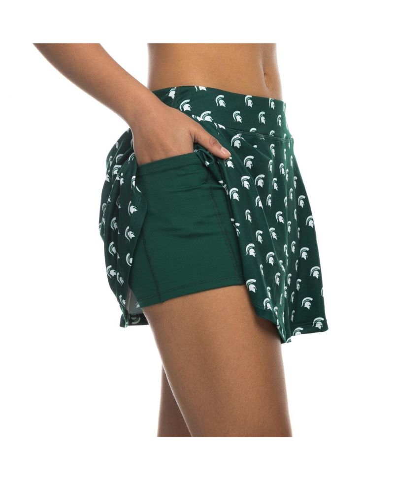 Women's Green Michigan State Spartans All-Over Print Flowy Skort