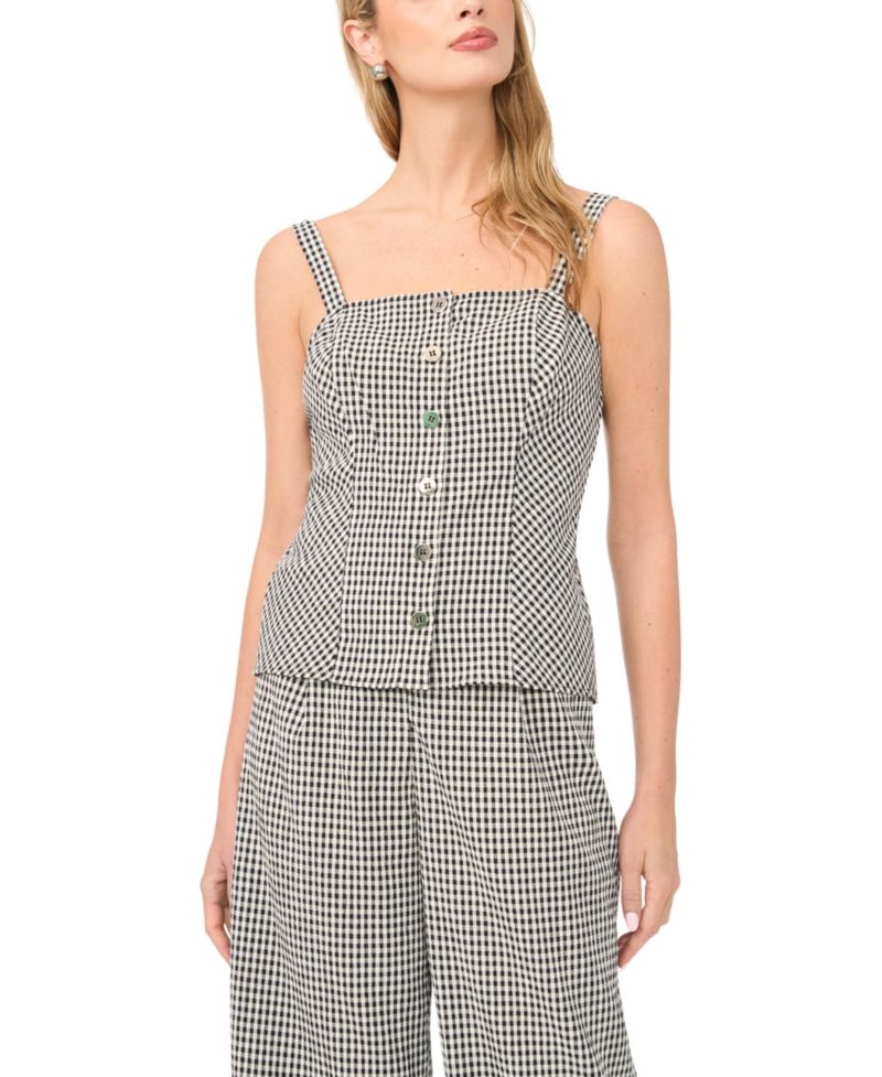 Women's Sleeveless Button-Front Tank Top