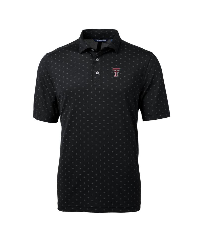 Men's Black Texas Tech Red Raiders Big & Tall Virtue Eco Pique Tile Print Polo Shirt