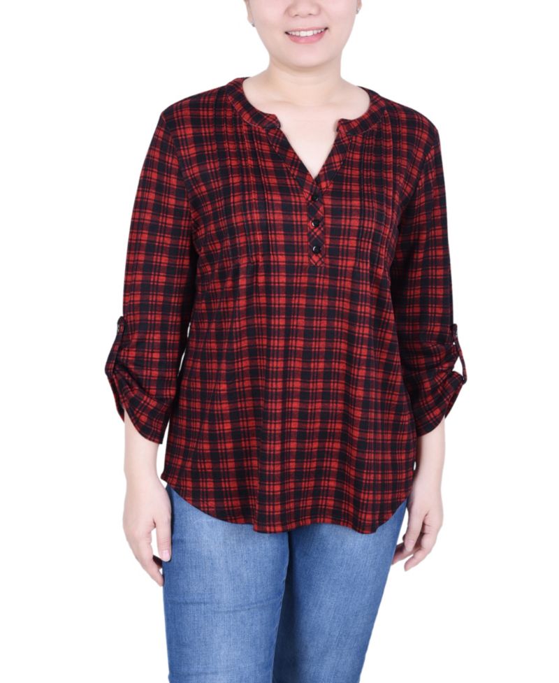 Petite Size 3/4 Roll Sleeve Top