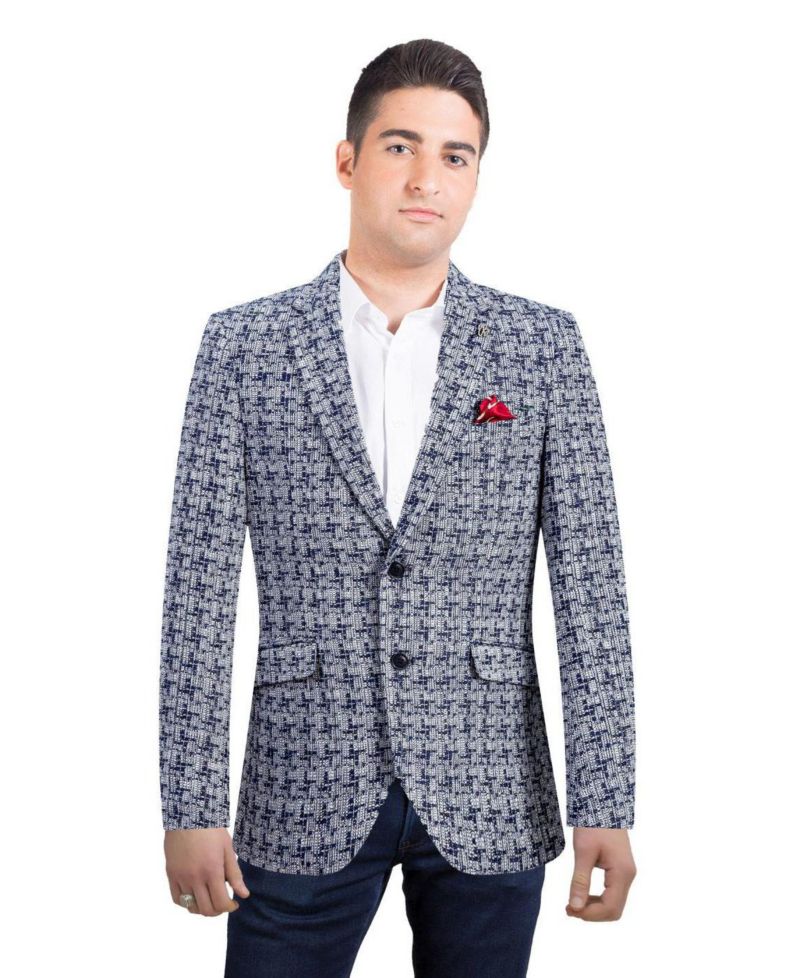 Men's Slim Fit Hound tooth Brocade Blazer