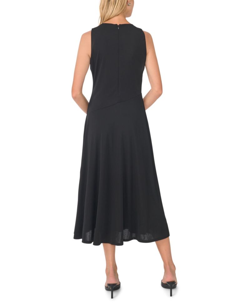 Women's Jewel Neck Panelled A-Line Maxi Dress