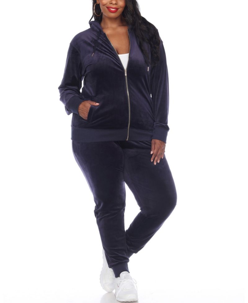 Plus Size Velour Tracksuit Loungewear 2-Piece Set