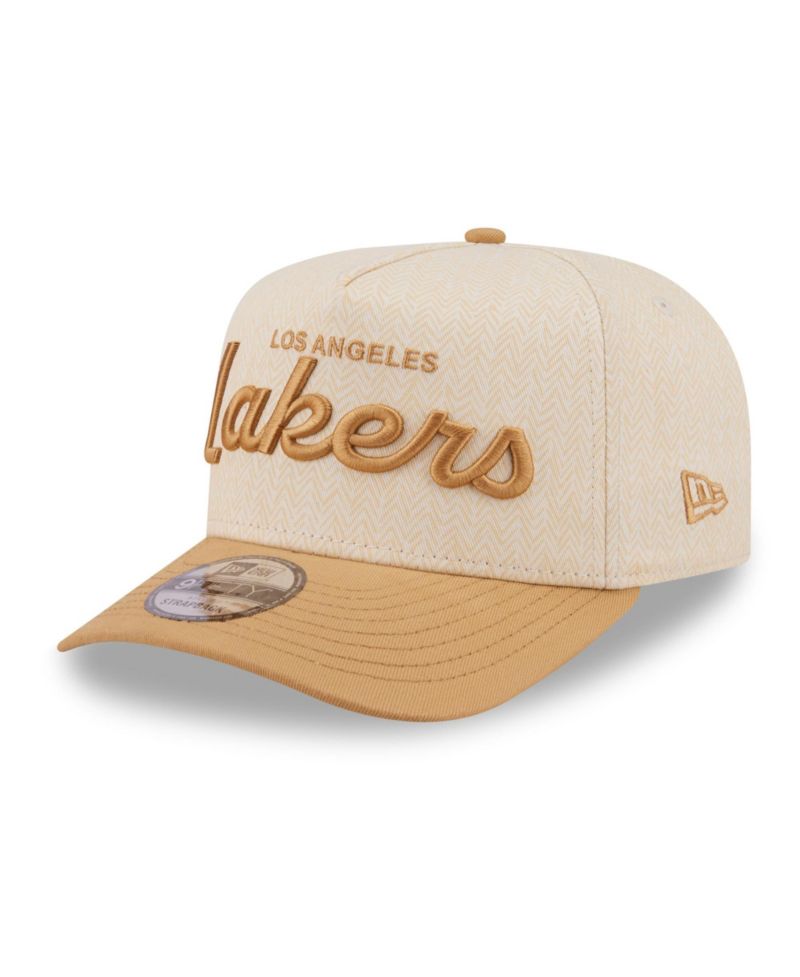 Men's Cream Los Angeles Lakers Herringbone 9FIFTY A-Frame Snapback Hat