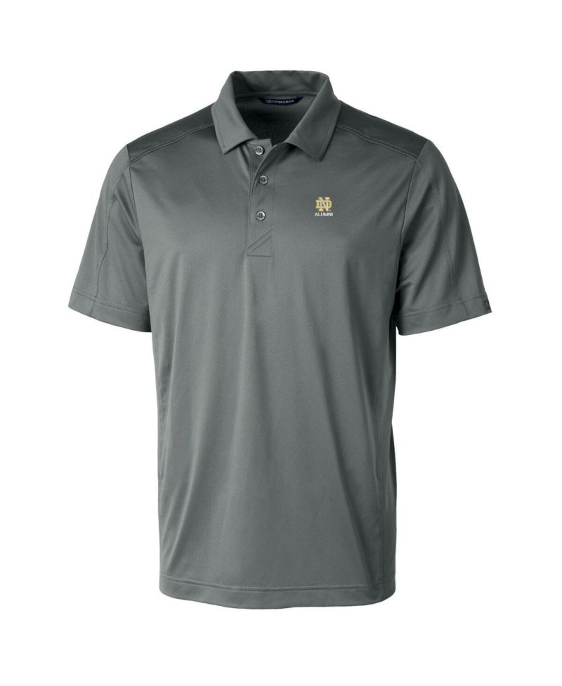 Men's Gray Notre Dame Fighting Irish Alumni Logo Prospect Textured Stretch Polo Shirt
