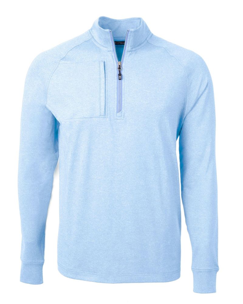 Men's Cutter and Buck Adapt Eco Knit Heather Quarter Zip Pullover