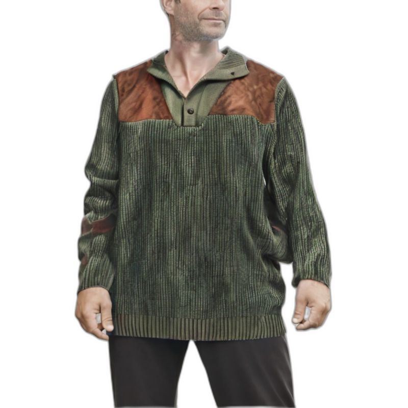 Men's by KingSize Patch Sweater with Mock Neck