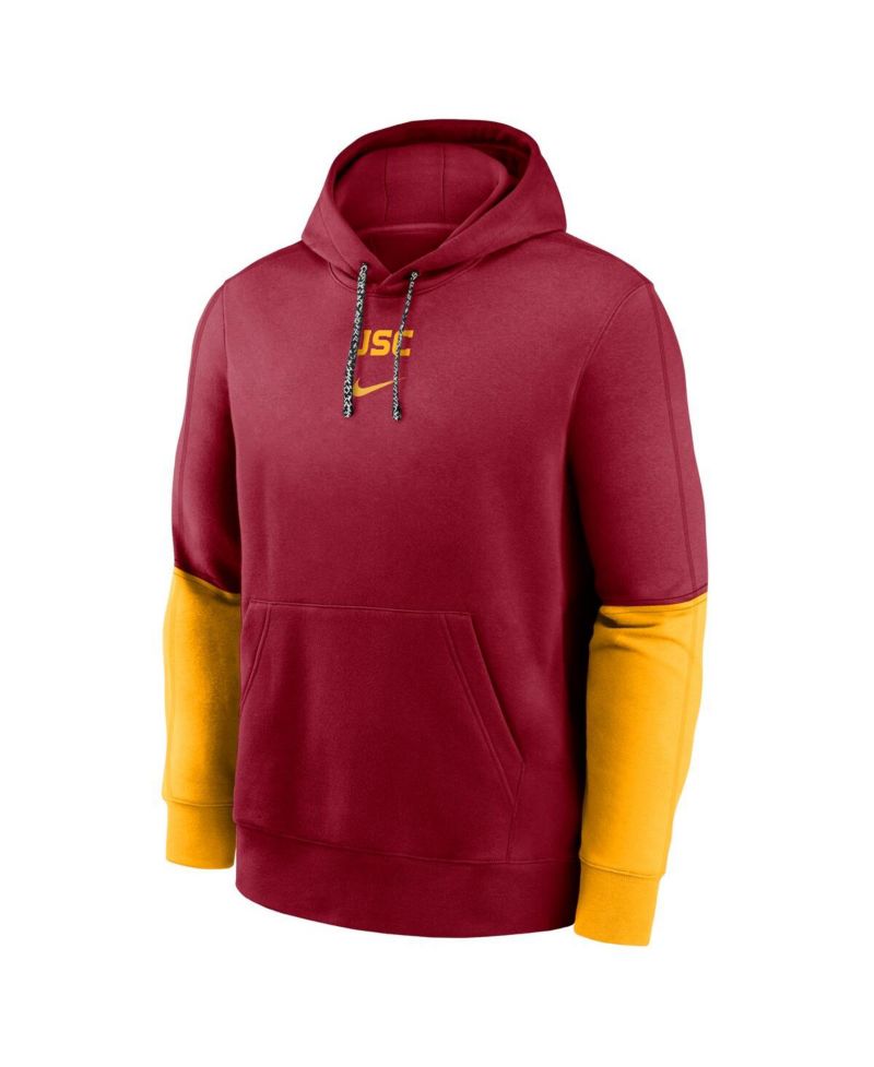 Men's Cardinal/Gold USC Trojans 2024 Sideline Club Pullover Hoodie