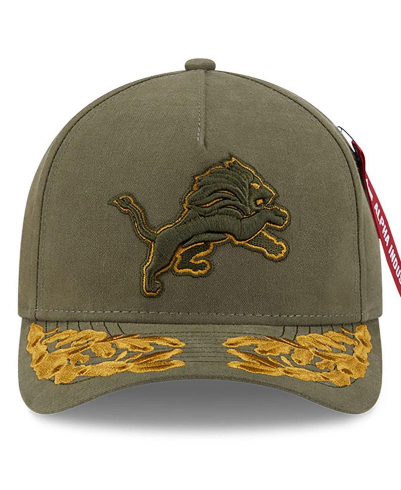 x Alpha Men's Industries Olive Detroit Lions A-Frame 9FORTY Adjustable Hat