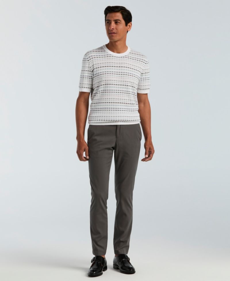 Men's Jacquard Multicolor Short-Sleeve Geometric Print Sweater
