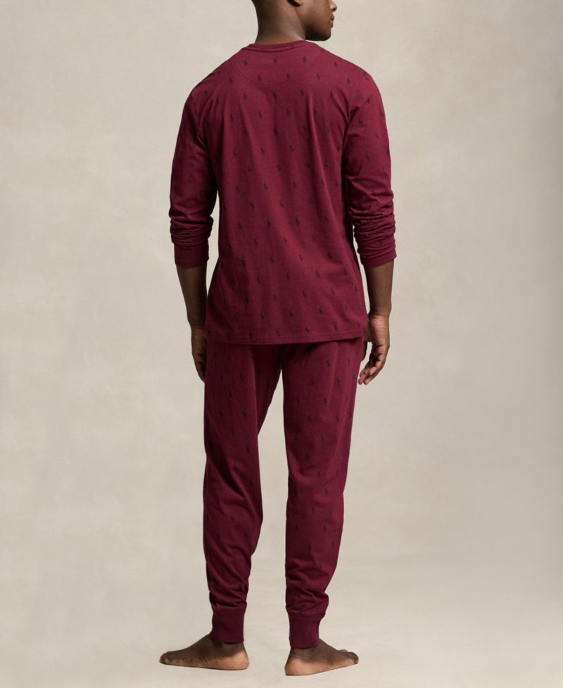 Men's Allover Pony Long-Sleeve Shirt and Joggers, 2-Piece Set