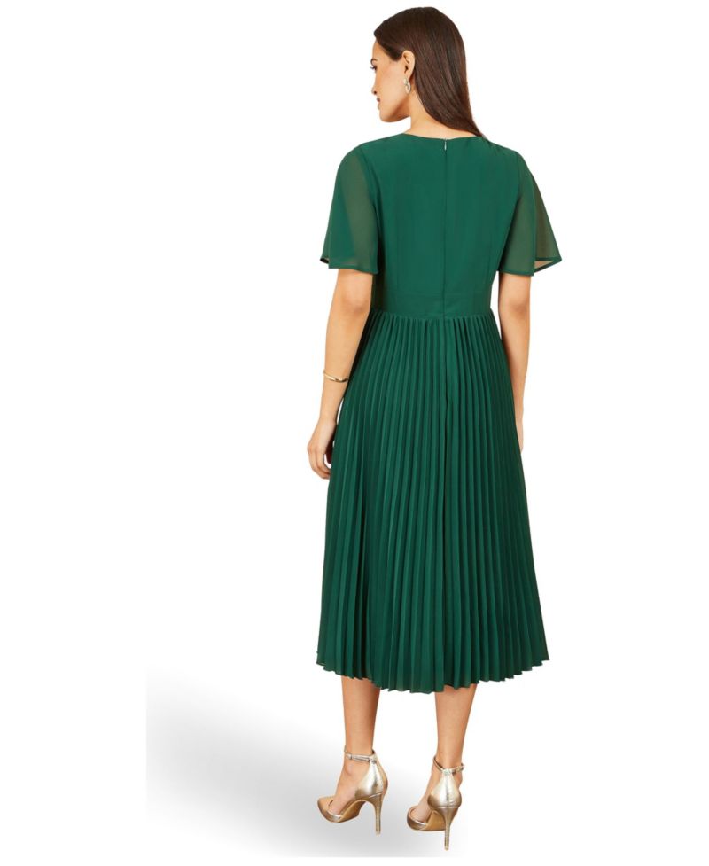 Women's Sequin-Floral Pleated Midi Dress