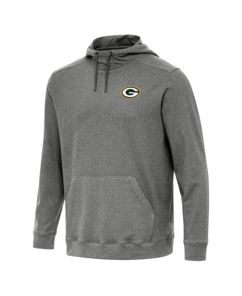 Men's Heather Black Green Bay Packers Cloud Pullover Hoodie
