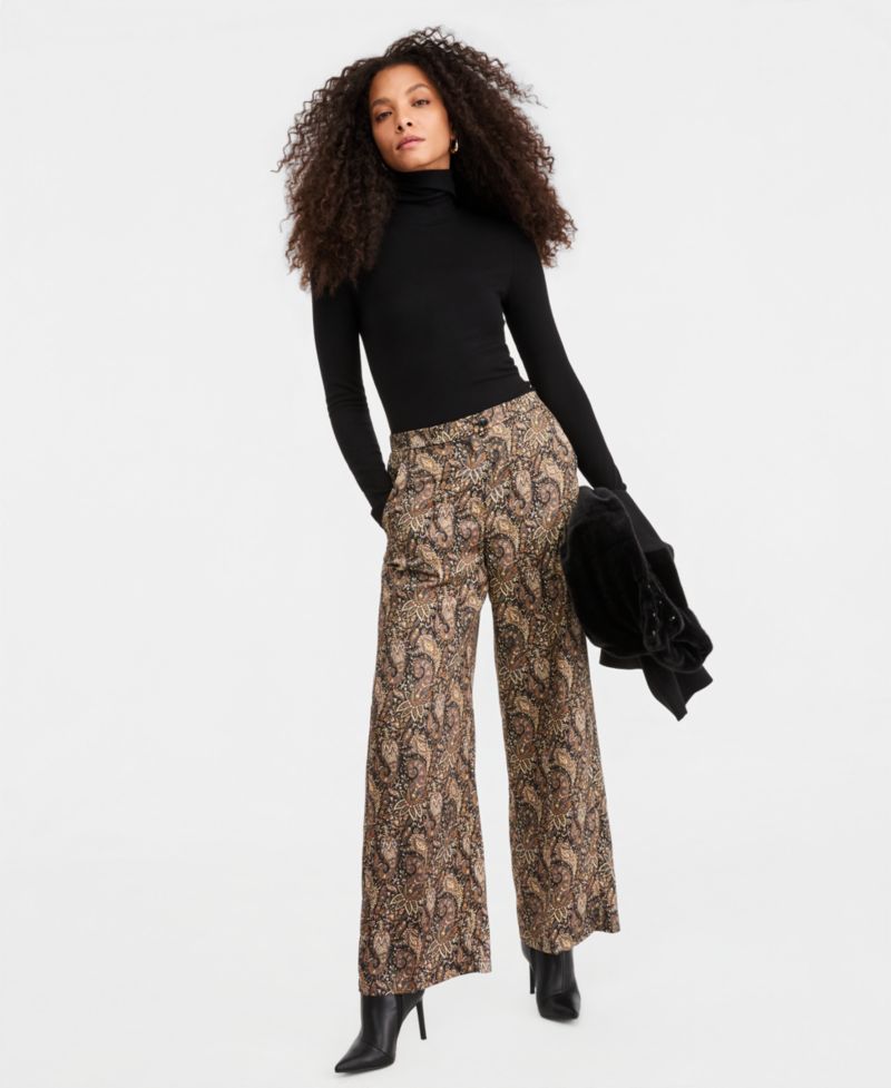 Women's Emmbuona Satin Print Wide-Leg Trousers