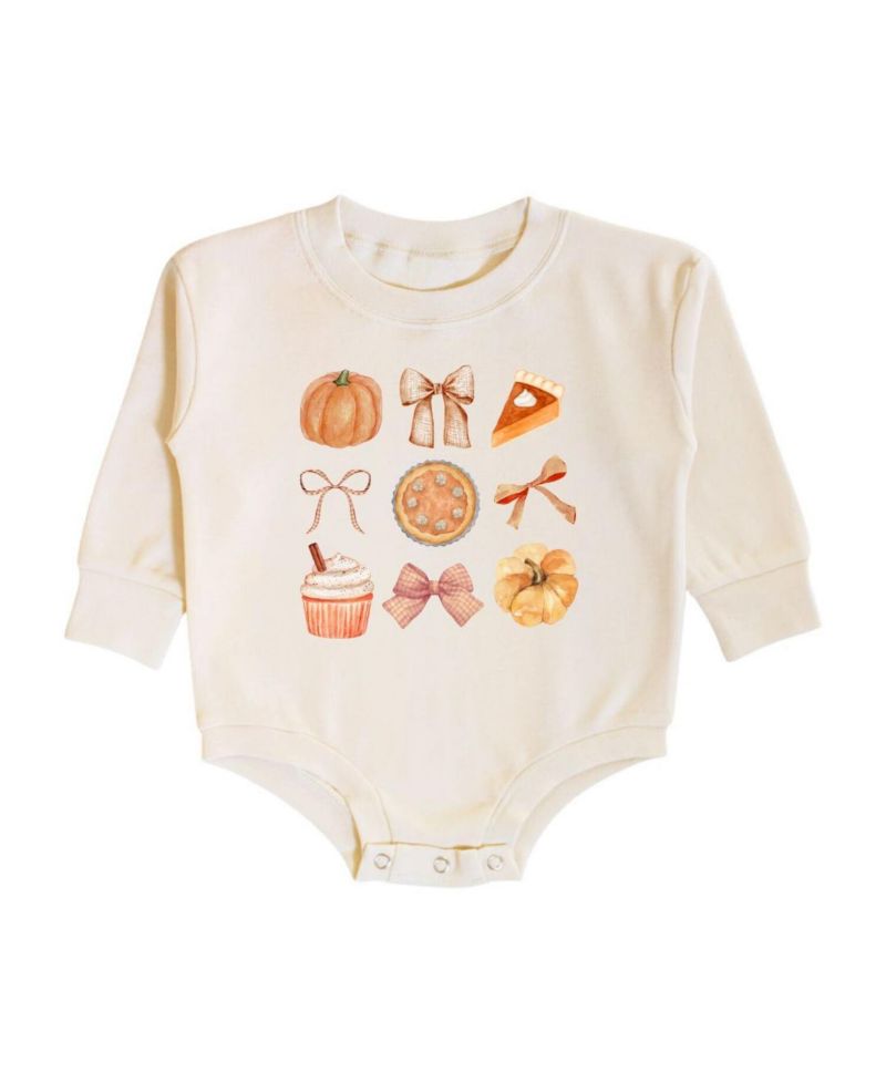 Baby Girls Thankful Cutie Thanksgiving Long Sleeve Romper
