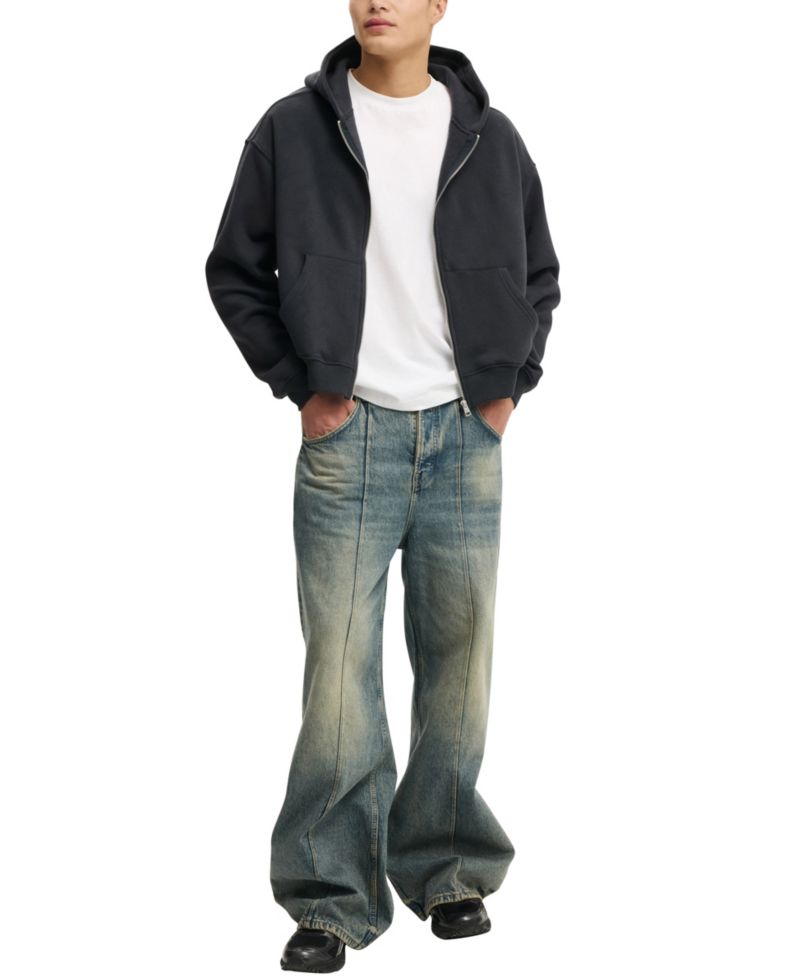Men's Cropped Zip Up Hoodie