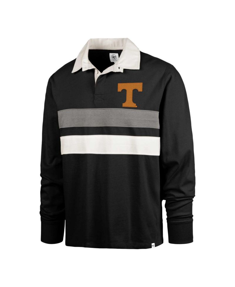 Men's Black Tennessee Volunteers Clubhouse Knox Thames Rugby Long Sleeve Polo Shirt