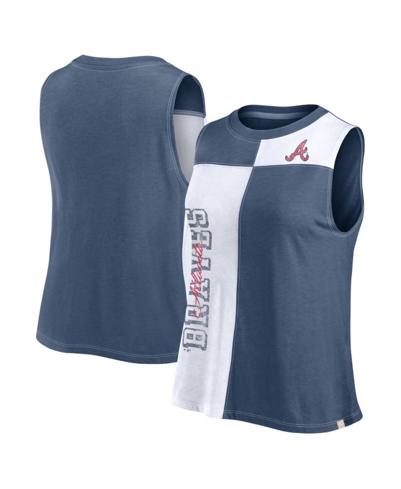 Women's Navy/White Atlanta Braves Color-Block Tank Top