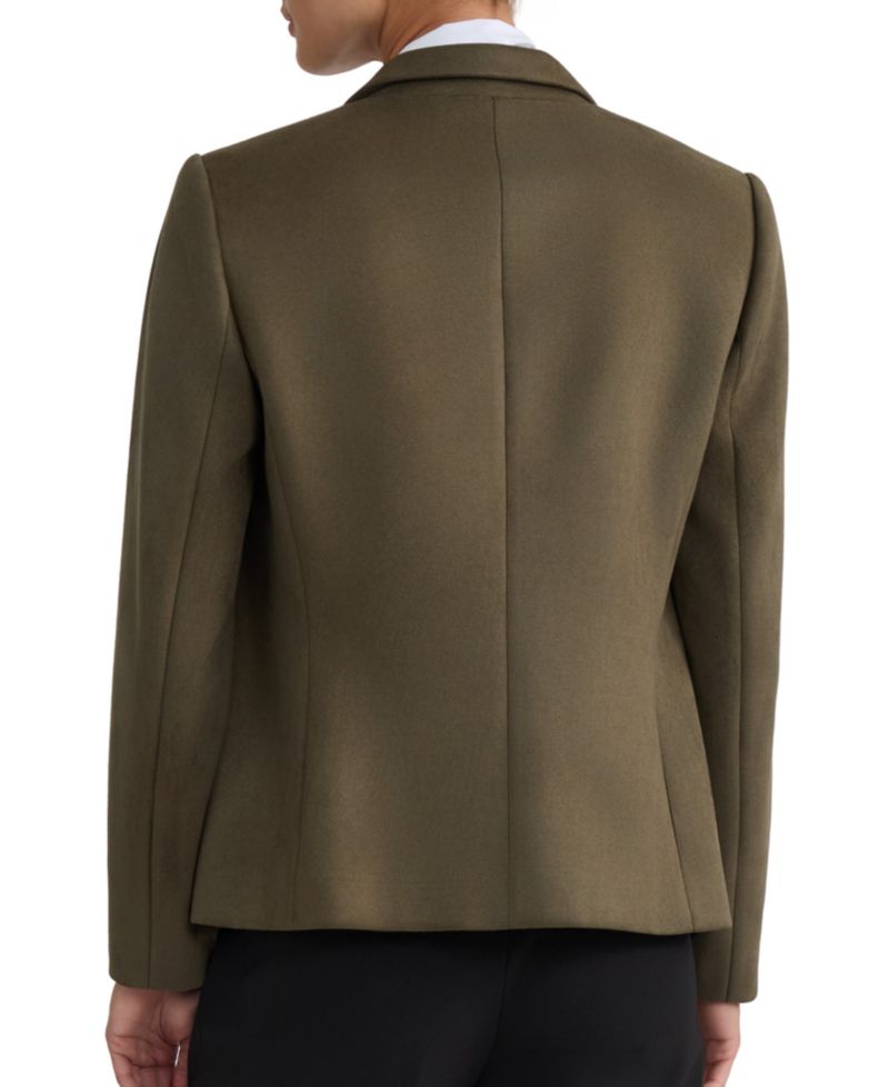 Petite Double-Breasted Notch-Collar Faux-Suede Blazer