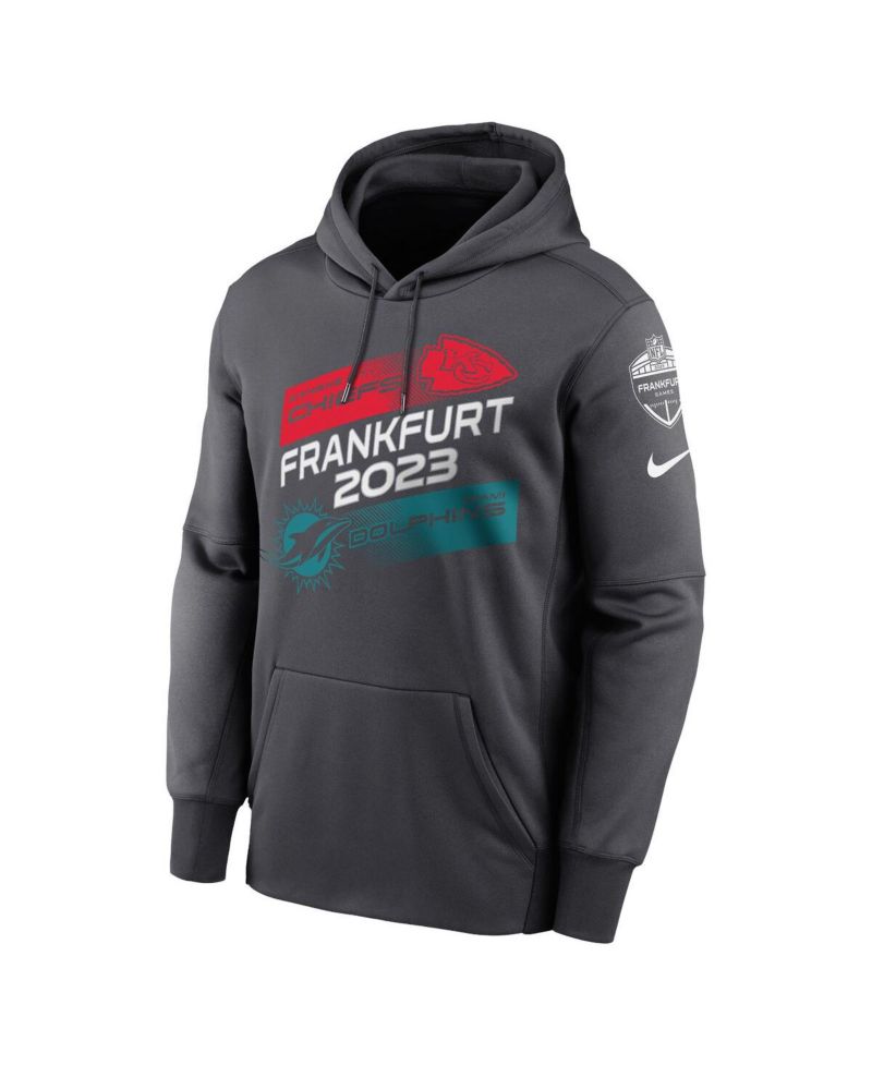 Men's Anthracite Kansas City Chiefs Vs. Miami Dolphins 2023 Frankfurt Game Pullover Hoodie
