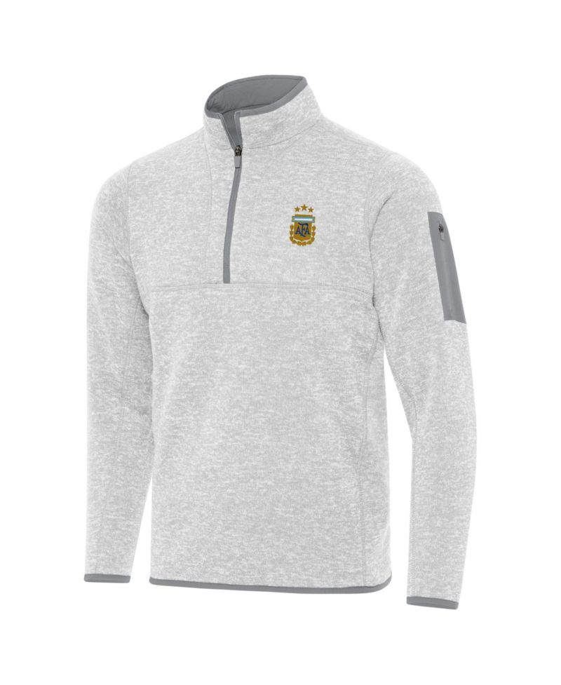 Men's Heather Gray Argentina National Team Fortune Quarter-Zip Pullover Sweatshirt