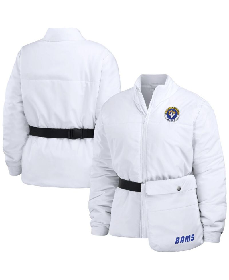 Women's White Los Angeles Rams Packaway Full-Zip Puffer Jacket