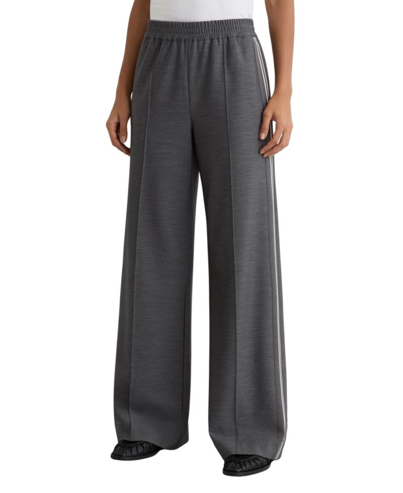Women's Marlow M&eacute;lange Side-Stripe Wide-Leg Pants