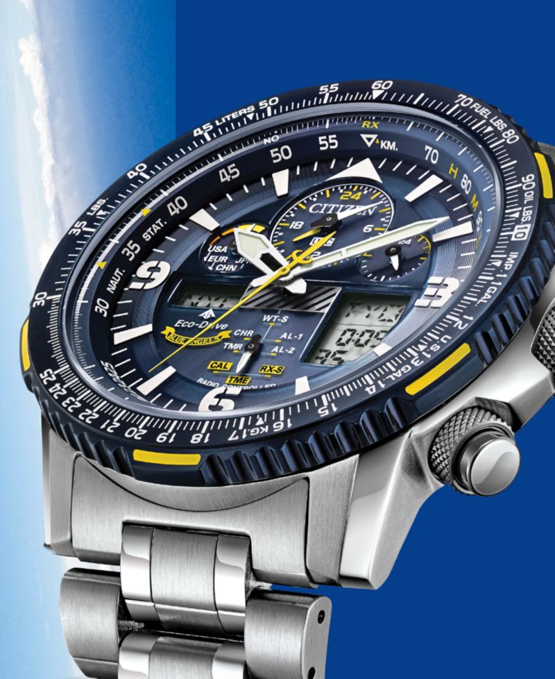 Eco-Drive Men's Analog-Digital Promaster Blue Angels Skyhawk A-T Stainless Steel Bracelet Watch 46mm