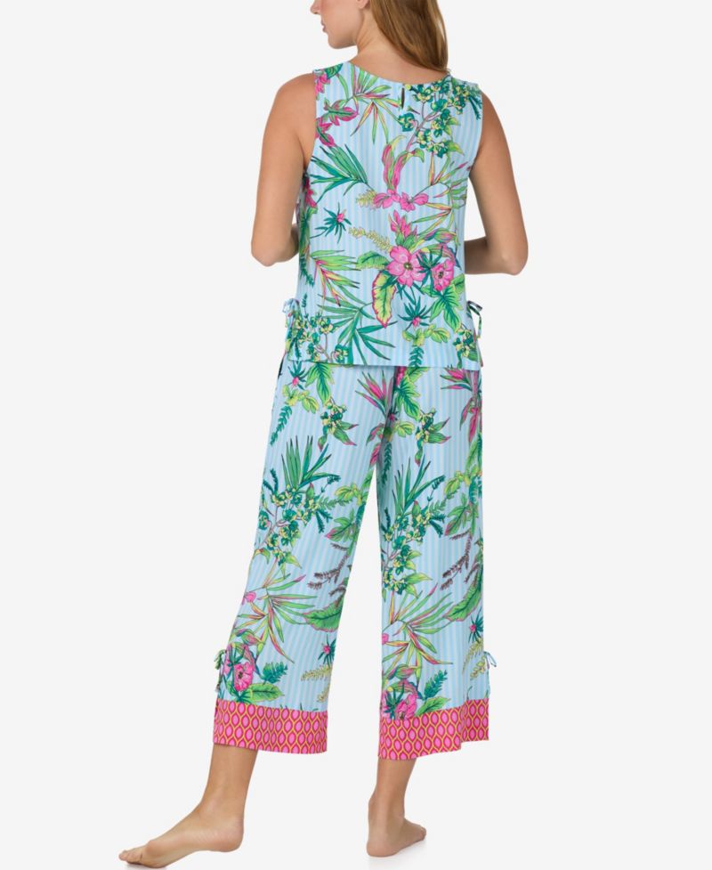 Women's Sleeveless Cami Top and Crop Pant, 2-Piece Pajama Set